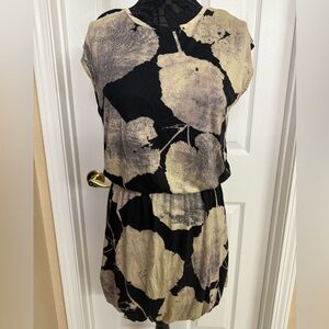 Bubble hem black and Cream Dress